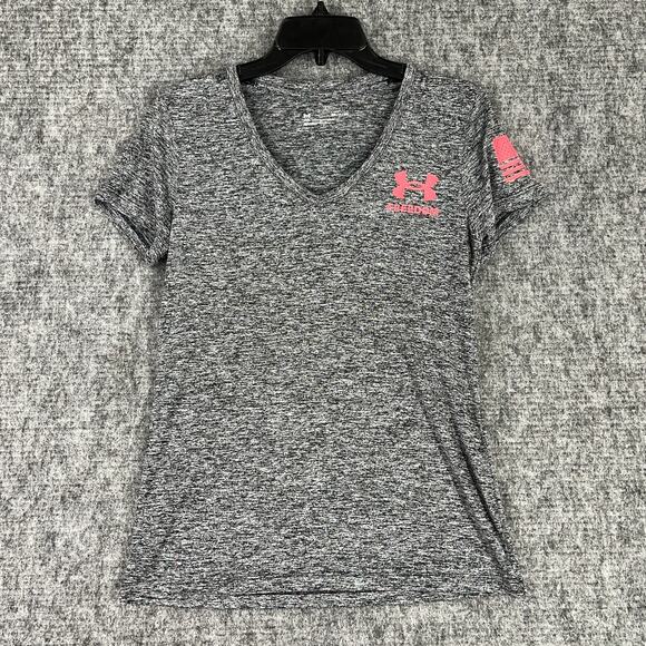 Under‎ Armour Shirt Womens S Loose Freedom V Neck USA Flag Active Performance - Picture 1 of 6
